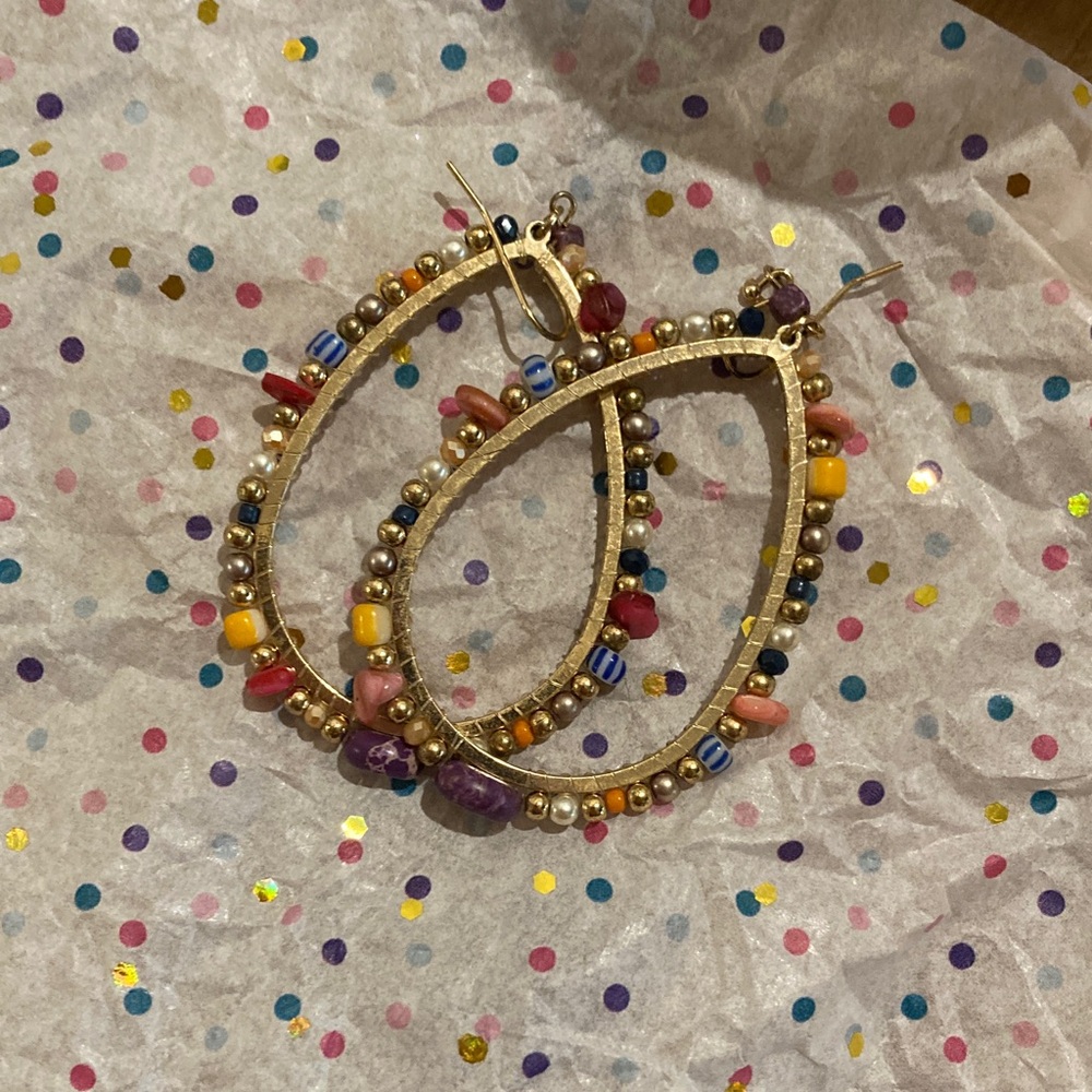 Colorful Beaded Teardrop Earrings